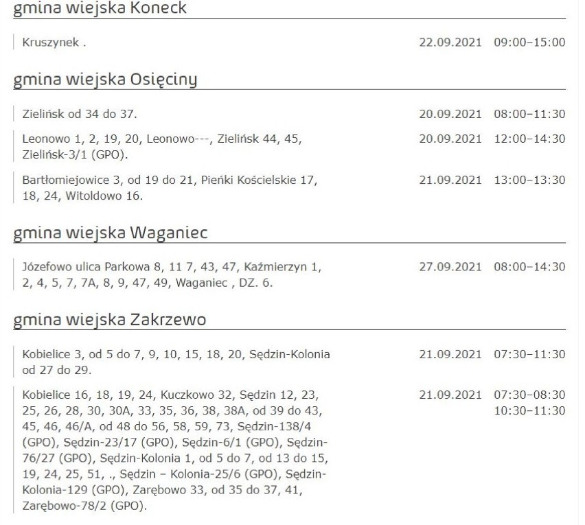 Wyłączenia prądu w Kujawsko-Pomorskiem. Wiemy gdzie i kiedy [miasta, gminy - wrzesień 2021]