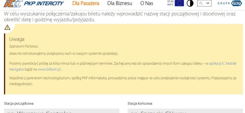 Serwery PKP nie wytrzymują! Paraliż systemu sprzedaży biletów PKP Intercity. Kolej oblężona na majówkę