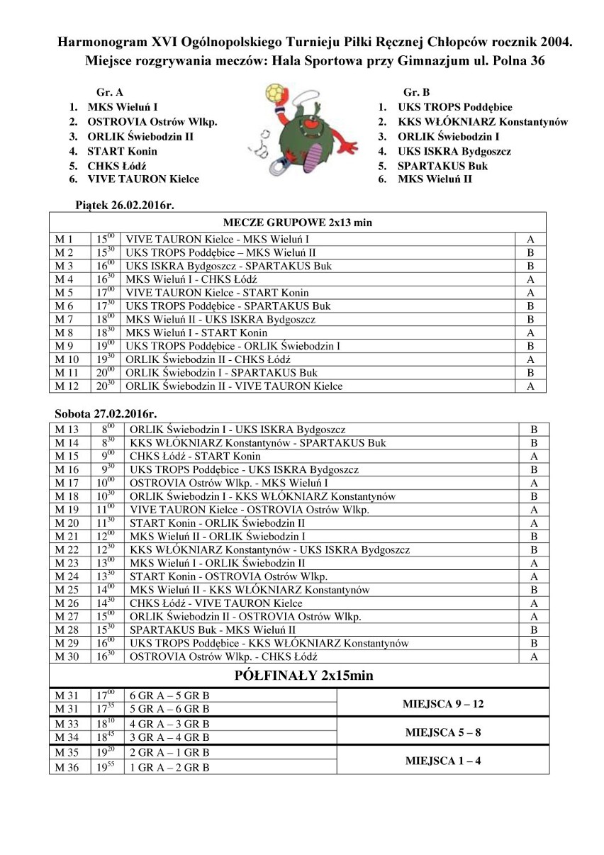 XVI Ogólnopolski Turniej Piłki Ręcznej Poddębice Cup 2016