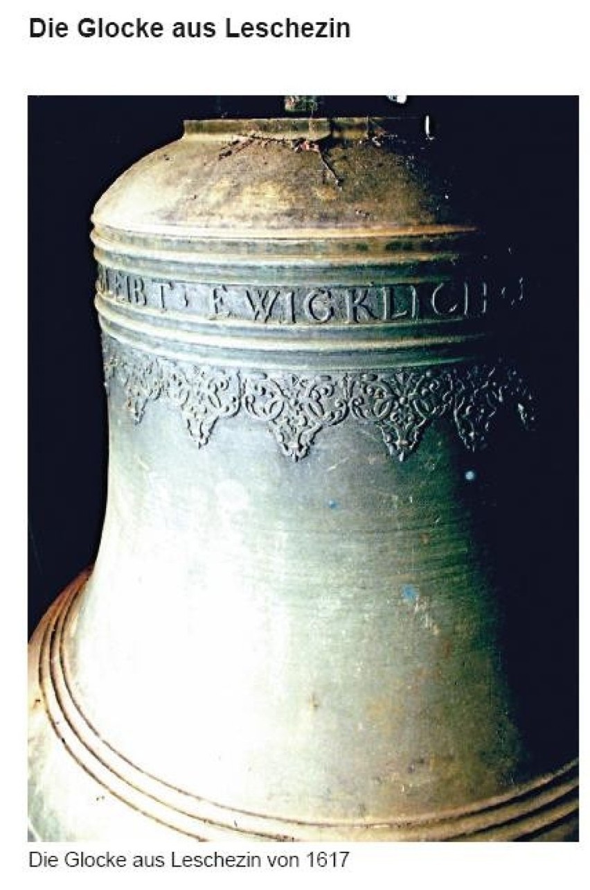 Dzwon, o którego zwrot upomnieli się mieszkańcy Leszczyn,...
