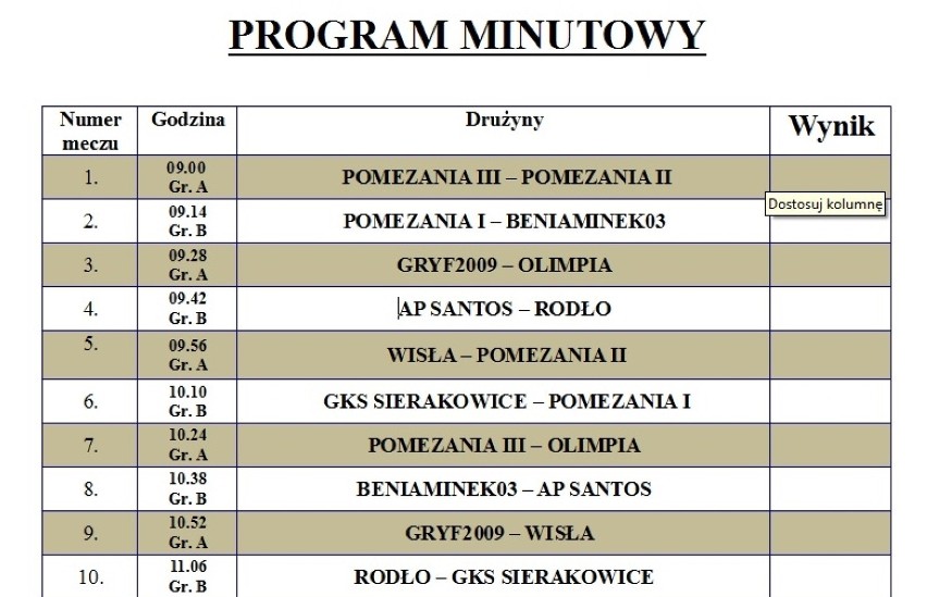 Turniej Pomezanii Malbork z rocz. 2002-2003. Stawką puchar przewodniczącego Rady Miasta