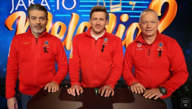 Ratownicy Karkonoskiej Grupy GOPR: (od lewej) Piotr Zamorski, Dawid Wiewiórski i Jacek Falkenberg świetnie wypadli przed kamerami telewizyjnymi