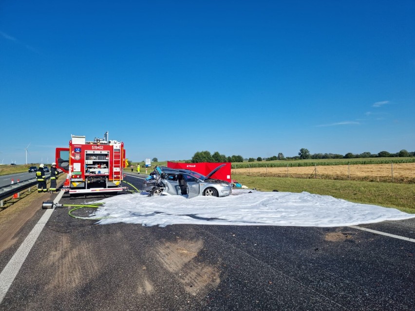 Gmina Kuślin. Wypadek na autostradzie. Lądował śmigłowiec LPR [ZDJĘCIA]