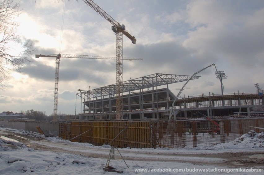 Budowa stadionu Górnika Zabrze 11.01.2013
