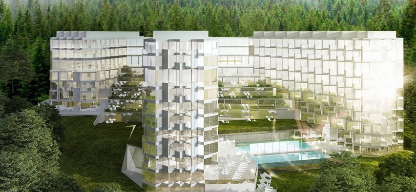  Crystal Mountain Resort: ogromny, pięciogwiazdkowy hotel powstaje w Wiśle, będzie tak samo duży jak Gołębiewski(WIZUALIZACJE)