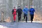 Walentynkowy Parkrun po Zielonym Lesie w Żarach. Ubrani na czerwono pobiegli pięć kilometrów