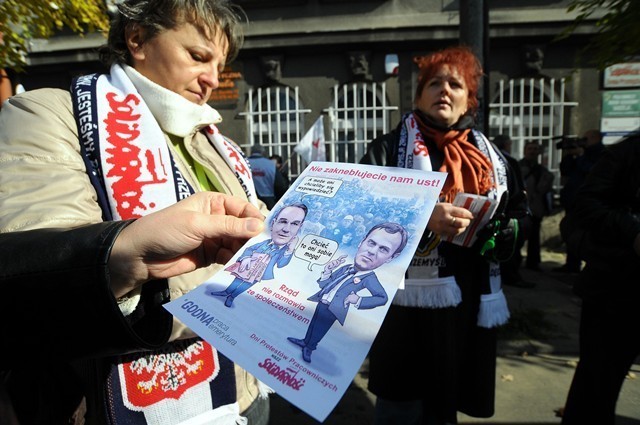 Pracownicy PKP Cargo manifestowali na ulicach Przemyśla