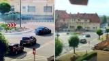 Drift na rondzie w centrum Jawora. 27-latek w BMW dał popis i wstrzymał ruch, teraz odpowie przed sądem. ZDJĘCIA, FILM