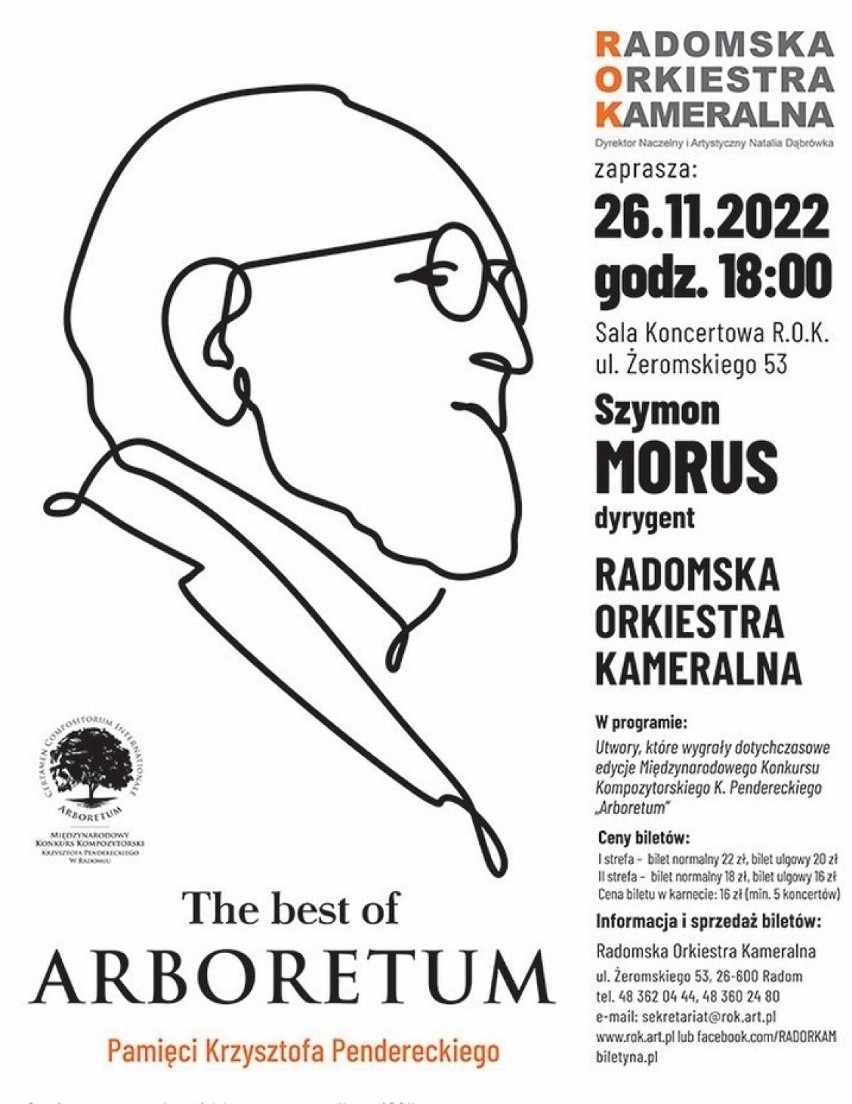 Radomska Orkiestra Kameralna zaprasza na koncert „The best of Arboretum. Pamięci Krzysztofa Pendereckiego"