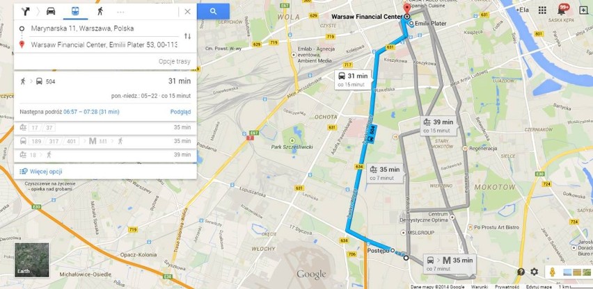 Google Transit Warszawa. Nowa funkcja map Google już działa