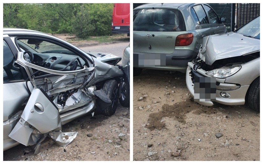 Wypadek z udziałem pięciu samochodów we Włocławku. Koparka uderzyła w peugeota [zdjęcia]