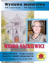 Wystawa prac Wandy Nąckiewicz w działoszyńskiej bibliotece