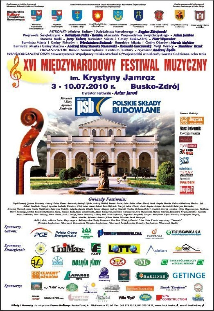 Plakat reklamujący XVI MFM w Busku - Zdroju.