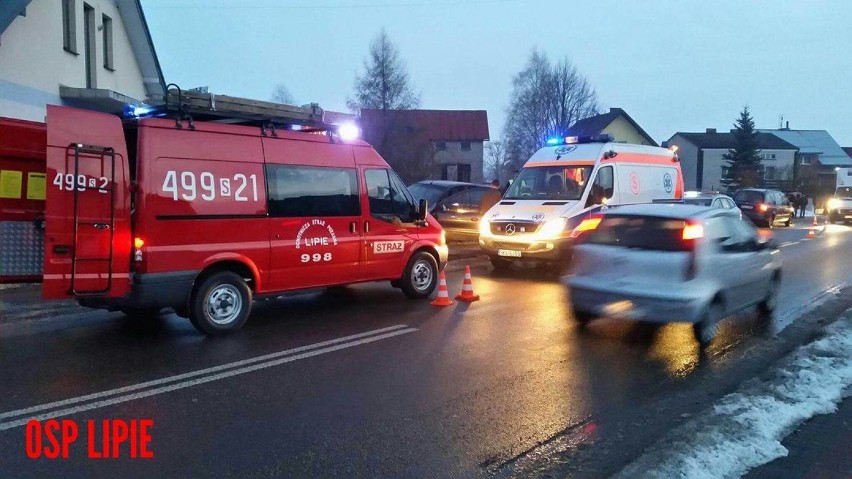 Wypadek w Lipiu. Kierowca wpadł w poślizg