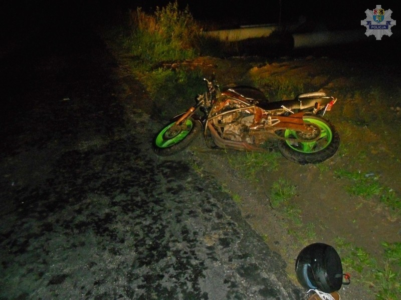 Pijany motocyklista rozbił się w Pogorszewie