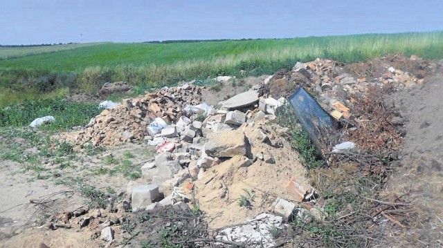 Śmieci w powiecie chodzieskim: Dzikie wysypiska nie zniknęły (na zdjęciu - gruz i śmieci przy drodze z Margonina do Szamocina)