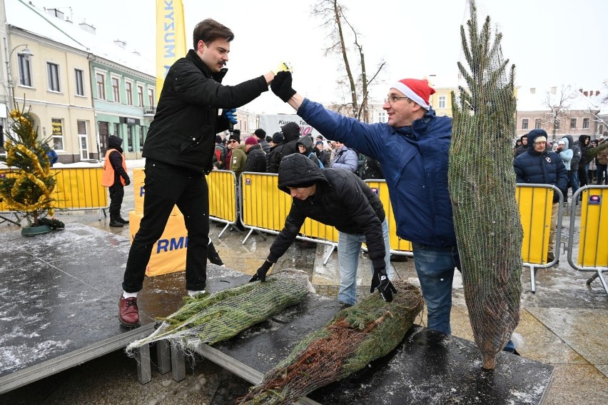 Tłumy ludzi po choinkę od RMF FM w Kielcach! Akcja Choinka pod Choinkę, na rynku była bardzo długa kolejka. Zobacz zdjęcia