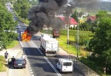 Pożar samochodu na zakopiance w Klikuszowej, droga została zablokowana