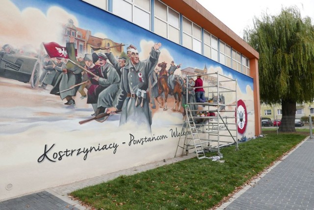 Przy Szkole Podstawowej numer 1 w Kostrzynie powstaje mural z okazji 100-lecia wybuchu Powstania Wielkopolskiego.