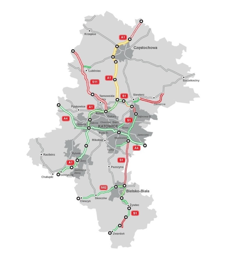 Zniknie Gierkówka, a zastąpi ją autostrada A1 - takie zmiany czekają woj. śląskie [MAPA DROGOWA]