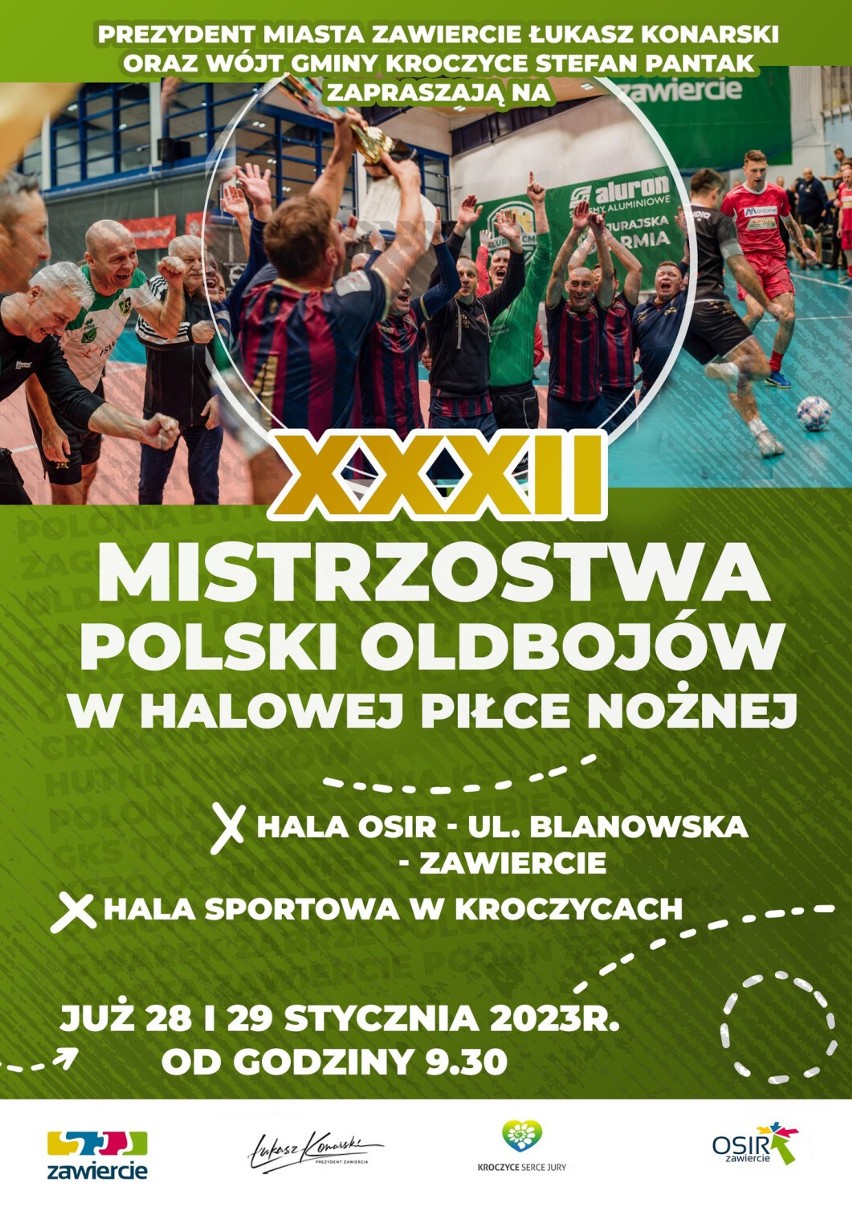 XXXII Mistrzostwa Polski Oldbojów w halowej piłce nożnej od 28 do 29 stycznia 2023 w Zawierciu i Kroczycach 