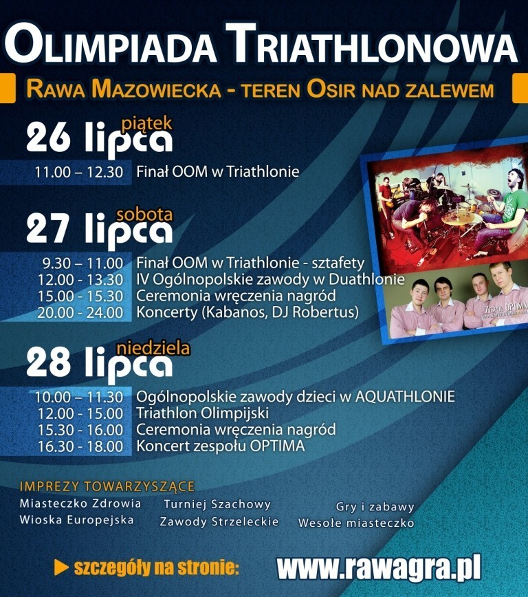 Zawody triathlonowe 2013 w Rawie - program