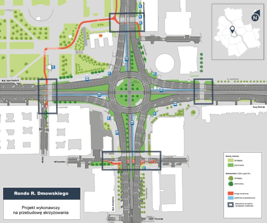 Projekt przebudowanego Ronda Dmowskiego