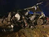 Wypadek na DK94 w Suchej. Mercedes uderzył w drzewo. Nie żyje 23-letni kierowca, 18-letni pasażer w szpitalu