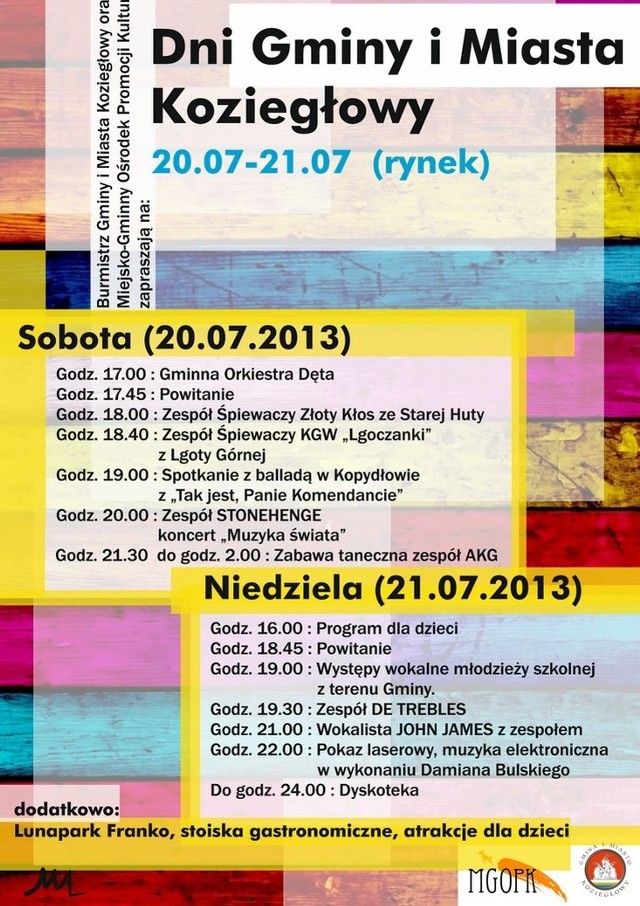 Dni Gminy i Miasta Koziegłowy 2013 program