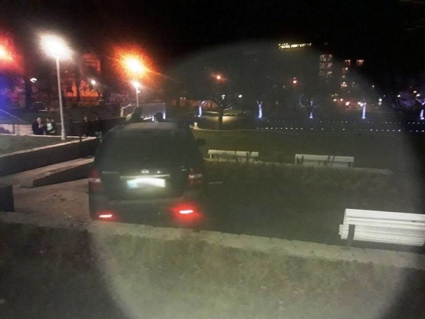 Wypadek na ul. Pułaskiego. Samochód skończył podróż w Parku Zdrojowym