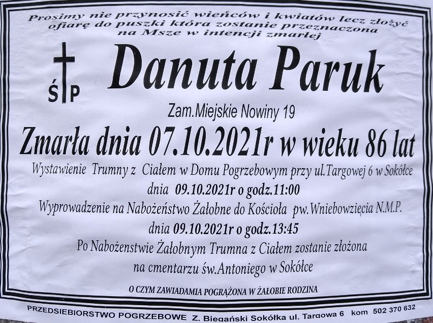 Oni odeszli w ostatnich tygodniach. Nekrologi z Sokółki i okolic 