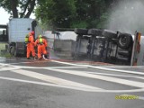 Wypadek cysterny koło Mińska Mazowieckiego. Rozszczelnił się zbiornik [zdjęcia]