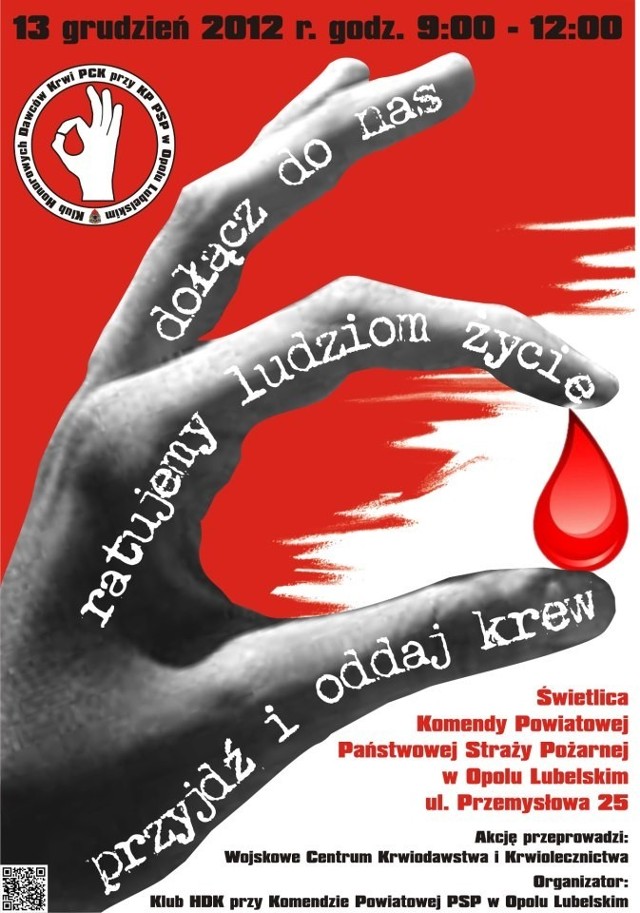 13 grudnia odbędzie się ostatnia w tym roku zbiórka krwi w Opolu Lubelskim