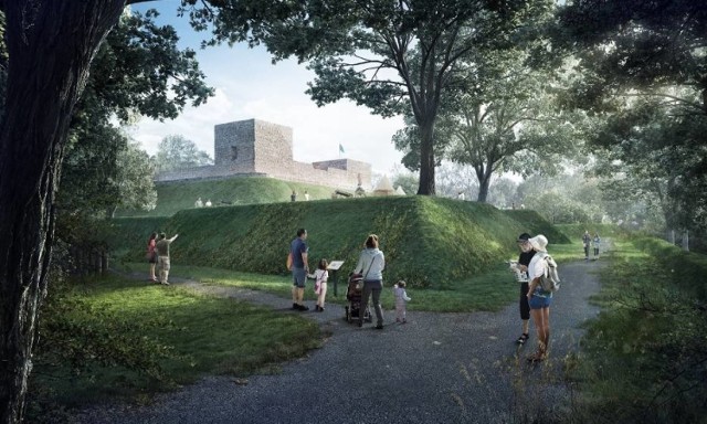 Tak ma wyglądać po odnowieniu leśny teren wokół ruin zamku w Lanckoronie. Czy dojadą tu rowery?