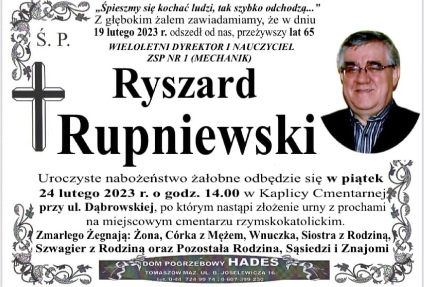 Nie żyje Ryszard Rupniewski, wieloletni dyrektor Zespołu Szkół Ponadpodstawowych nr 1 w Tomaszowie Maz. 