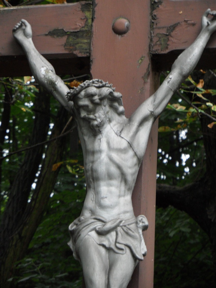 Krzyż przy źródełku na Promenadzie wymaga renowacji.