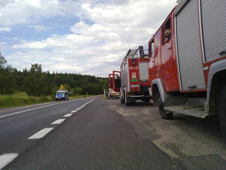 W wyniku rozlanego oleju doszło do wypadku Pegueot\'a 205...