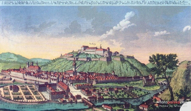 Twierdza Kłodzko w latach 1730-1750 na rycinie Jana David Schleuen wg F. B. Wernera