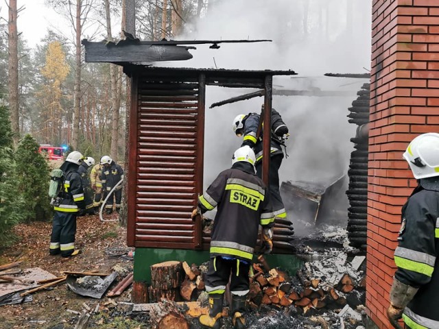 Pożar domku letniskowego w Kolonii Karczmy w gminie Zelów, 29.11.2020