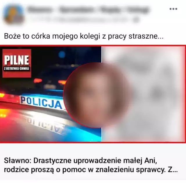 Fałszywa informacja, która pojawiła się na platformie społecznościowej