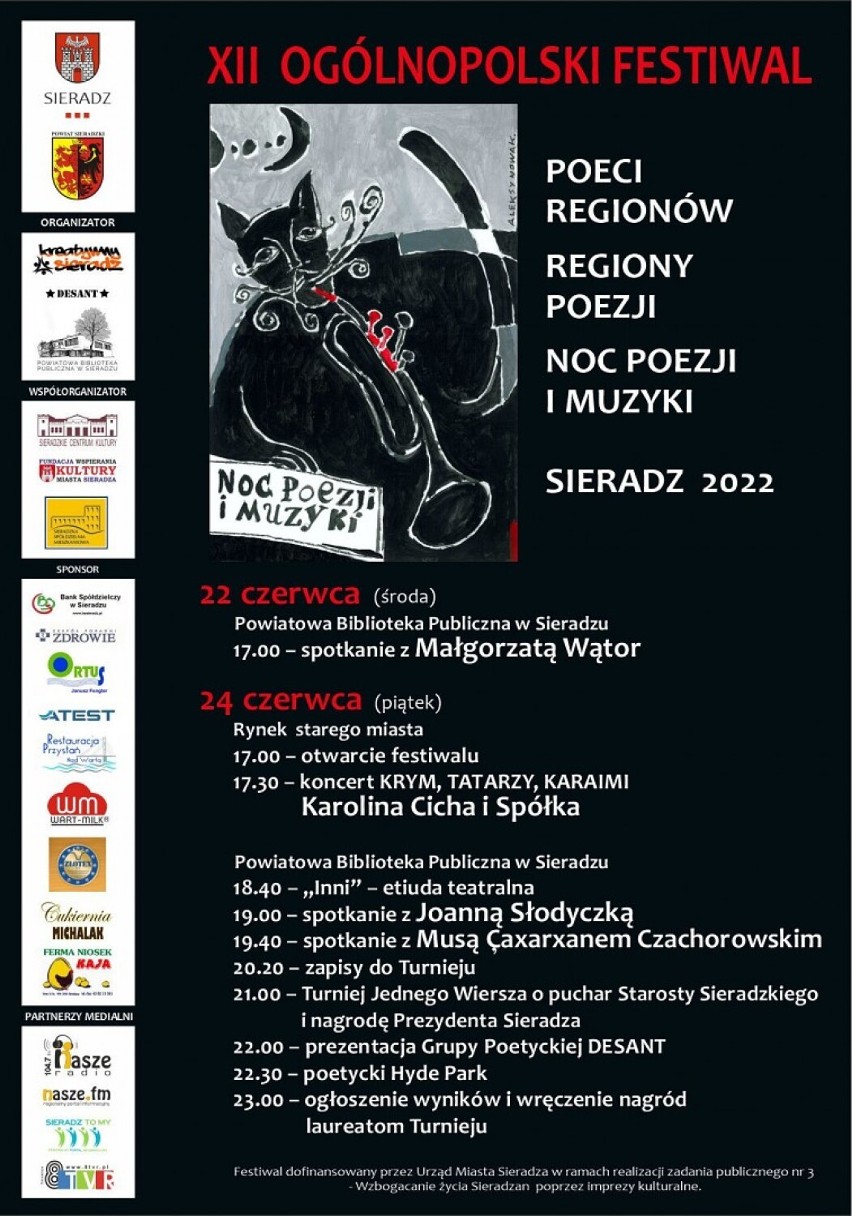 Ogólnopolski Festiwal „Noc Poezji i Muzyki” w Sieradzu 2022. Jaki PROGRAM?