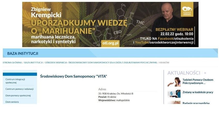 21. Środowiskowy Dom Samopomocy „Vita” - 18 osób w wymiarze...