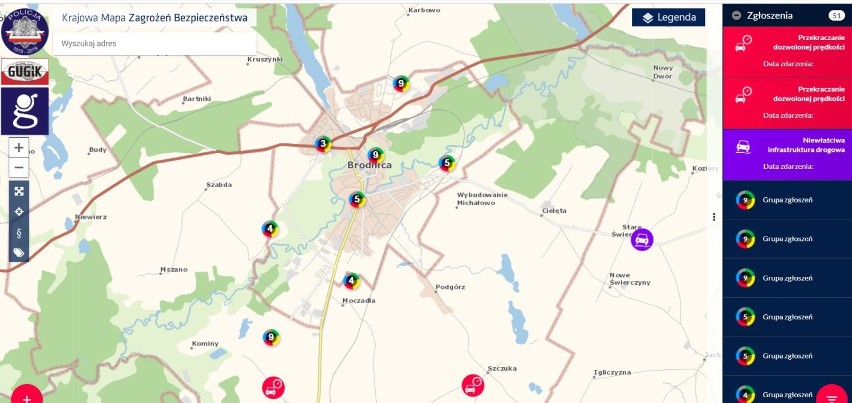 Krajowa Mapa Zagrożeń Bezpieczeństwa - w powiecie brodnickim. Zobaczcie - na zdjęciach - gdzie jest najwięcej zgłoszeń