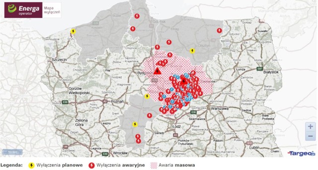 Energa informuje o licznych awariach. Burza zniszczyła wiele linii energetycznych także w powiecie lipnowskim