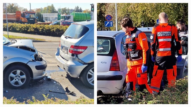 Zderzenie samochód na Wyszyńskiego we Włocławku