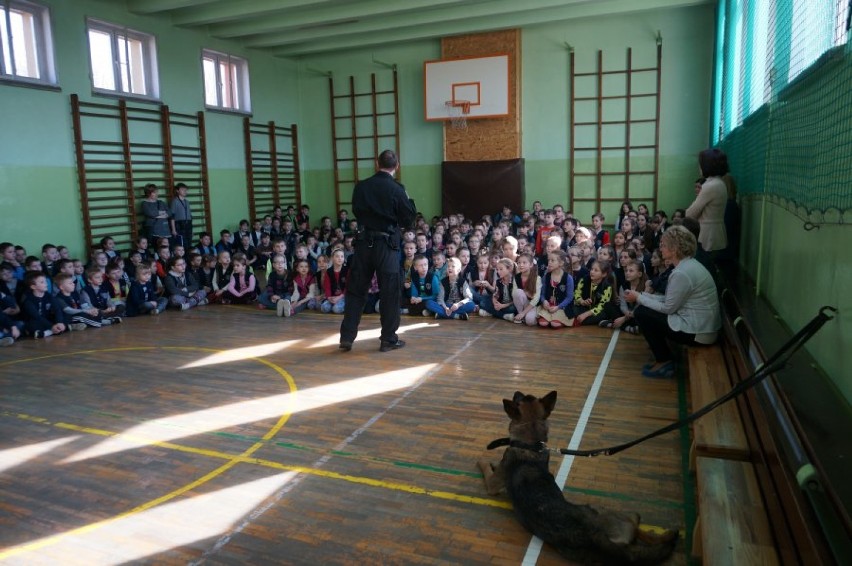 Policyjny pies Aza u dzieciaków z Kłobucka [FOTO]