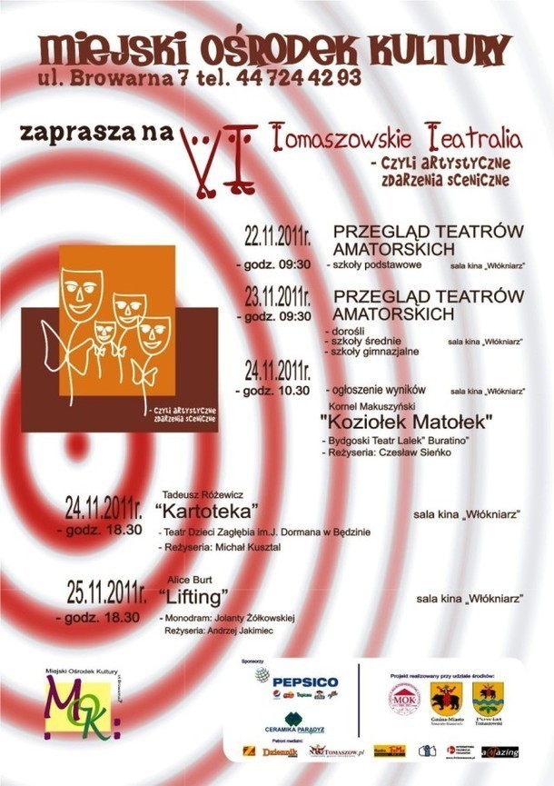 Plakat VI Tomaszowskich Teatraliów