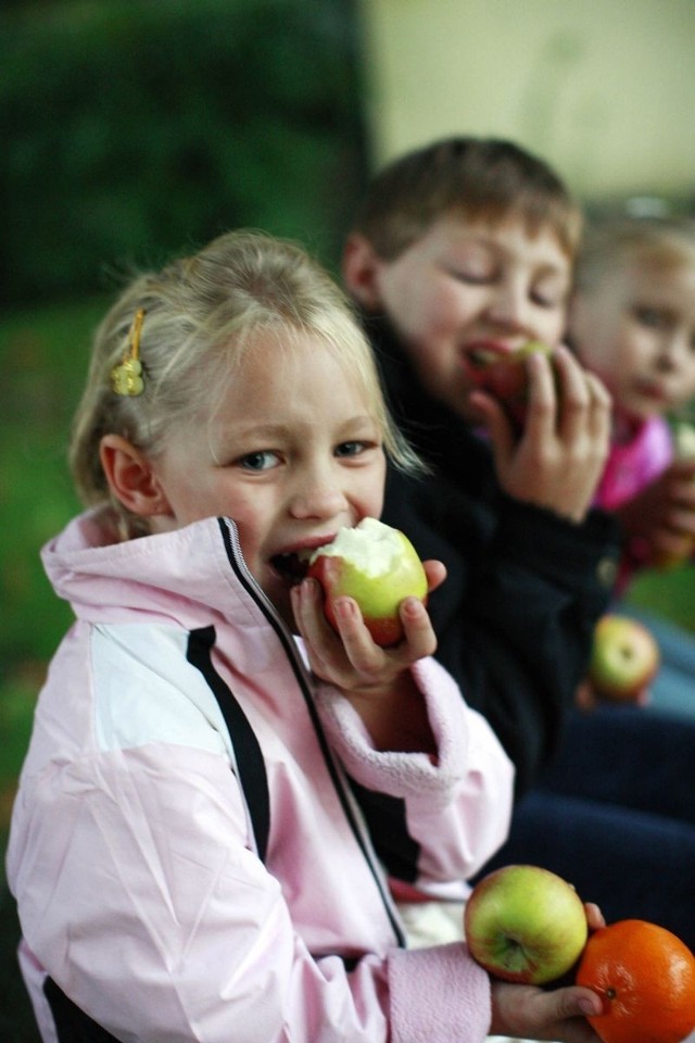 Uczniowie z chęcią jedzą jabłka i inne owoce. Wiedzą, że to bardzo  zdrowe