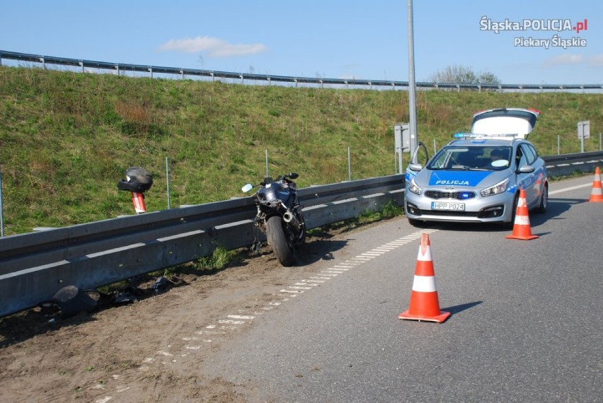 Piekary Śląskie: Wypadek motocyklisty w A1 [ZDJĘCIA]