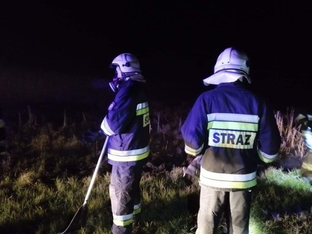 Nocny pożar traw w Konarskiem w gminie Książ Wlkp.